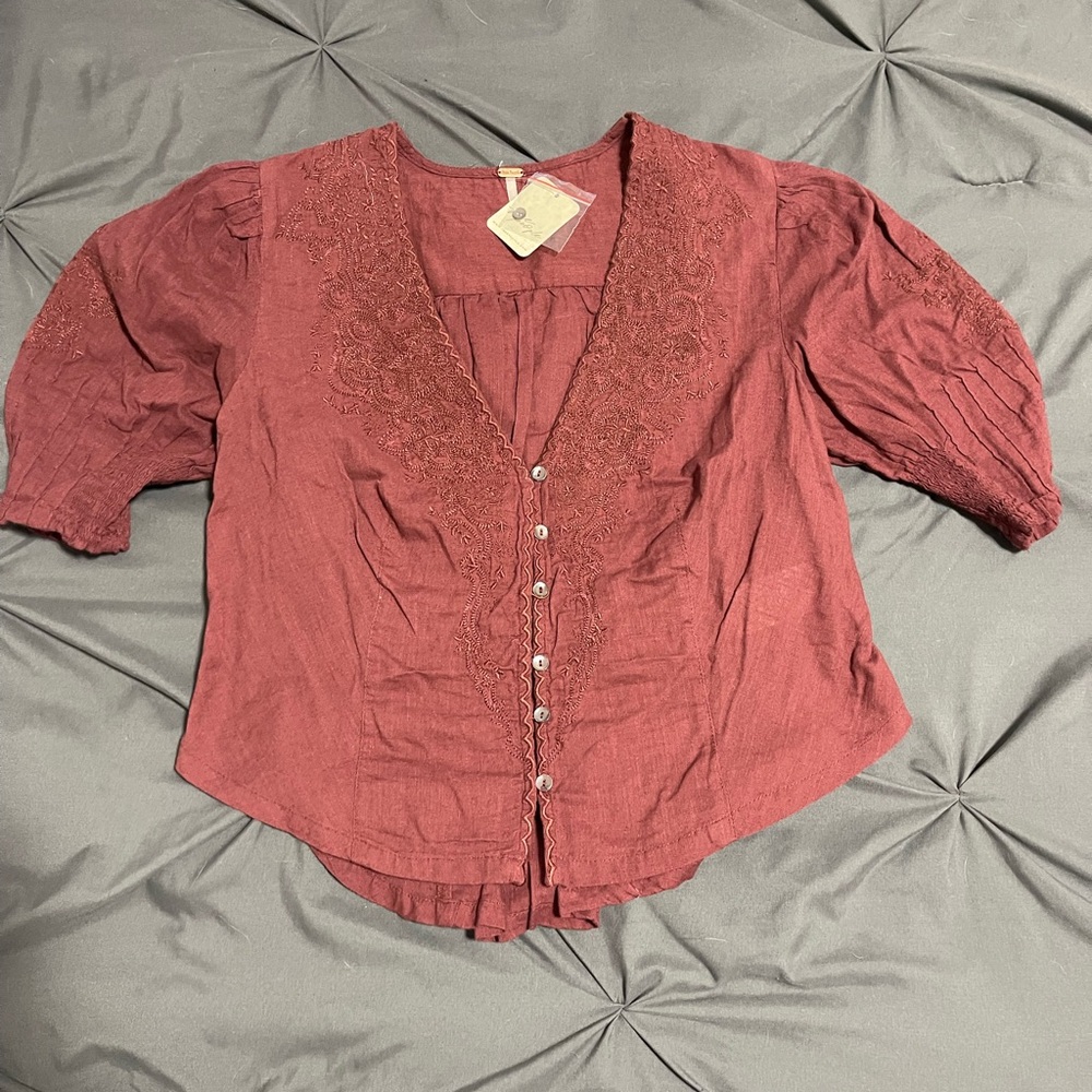 Free People Elegant Burgundy Women's Top XS NWT